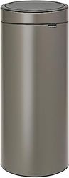 Brabantia Touch Bin Prullenbak, Kunststof Binnenemmer, Platinum, 30 Liter