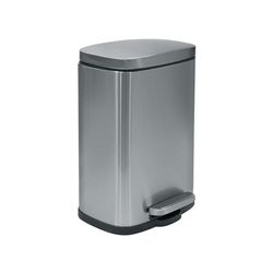 Spirella - Poubelle de Salle de Bain à Pédale AKIRA - Acier Inoxydable Haut de Gamme - Fermeture Silencieuse Easy-Close - Argent Satiné - 5L