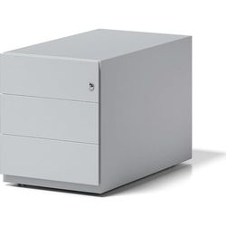BISLEY Boîte à roulettes Note avec poignée et 3 tiroirs universels, Métal, 645 Gris Clair, 77,5 x 42 x 49,5 cm