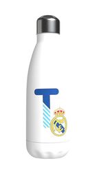 Real Madrid - roestvrijstalen waterfles, hermetische sluiting, met letter T-ontwerp in blauw, 550 ml, witte kleur, officieel product (CyP Brands)