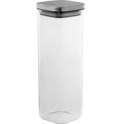 DRW Barattolo da cucina in vetro borosilicato da 2100 ml e coperchio in acciaio inox 10 x 10 x 29 cm
