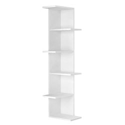 Estantería rinconera con 4 estantes. Color Blanco. (Alto 141 cm/Ancho 37 cm/Fondo 24 cm)