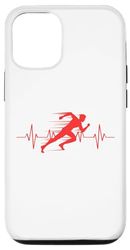 Custodia per iPhone 13 Silhouette Run Design, grafica della maratona, corsa a battito cardiaco