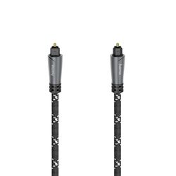 Hama 205140 LWL audiokabel, ODT-stekker (Toslink) 3 m, metalen stekker, robuuste ommanteling met aramidevezel voor de overdracht van digitale audiosignalen, zwart