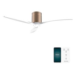 Cecotec Deckenventilator EnergySilence Aero 5500 Aqua GoldWhite Connected, DC-Motor 40W, Durchmesser 132 cm, Niedriger Verbrauch, WLAN, Fernbedienung, Außenbereich, Timer, Sommer und Winter, Leise
