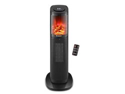 BEPER P203TER010 Keramische torenluchtverhitter, 2000w, Touch control paneel, LED vlam, Inclusief afstandsbediening, Zwart