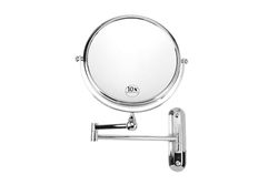 Fantasia - Specchio da parete in argento, ingrandimento normale e 10x, da appendere, diametro 20 cm, lunghezza massima 35 cm