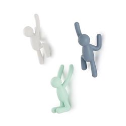 Crochets muraux Buddy de Umbra - Porte-manteau mural décoratif pour manteaux, foulards, sacs à dos, serviettes et plus, ensemble de 3, multicolores pastels