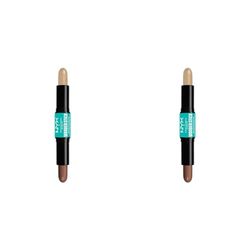 NYX Professional Makeup Highlight & Contour Stick, Dual-Ended Contour Stick, Shapes and Brightens, Blendable & Vegan, Wonder Stick, Universal Light (Pack of 2)