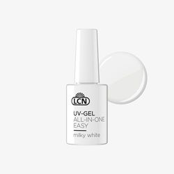 LCN Gel UV All in One Easy Milky White – Gel UV 3 in 1 – per una presa ancora migliore – Adesione, costruzione e sigillatura – Vegano, senza sperimentazione animale e senza HEMA – 10 ml