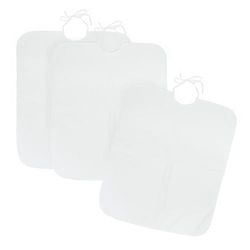 Ti-Tín 3-pack slabbetjes voor volwassenen, 50 x 60 cm, badstof slabbetje met waterdichte plastic voering en klittenbandsluiting, materiaal: 73% katoen, 27% polyester, kleur: wit, Met linten