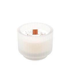 Paddywax Holiday Candles Cypress & Fir Frosted Glass Wood Wick Luxury Artisan Scented Candle, 141g, White