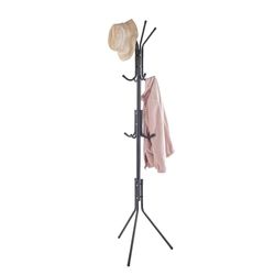 Herzberg, HG04524, perchero compacto de 3 niveles, en acero duradero, ideal para optimizar espacio en entradas y oficinas, con 12 ganchos, 172 x 42 cm, Negro