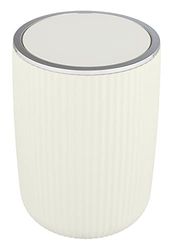 WENKO Poubelle avec Couvercle basculant Agropoli L Blanc crème 5,5 litres| pour Salle de Bain | Poubelle en Plastique de Haute qualité | Surface structurée | sans BPA | 19 x 27 cm | Blanc crème