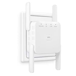 Wifi-repeater wifi-versterker 1200 Mbit/s Dual Band 2,4 GHz + 5 GHz WiFi Booster met Repeater/Router/Access Point Mode, 4 Antennes, WiFi Range Extender met LAN/WAN-poort