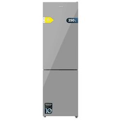 Cecotec Frigorífico Combi Bolero CoolMarket Combi 250 Grey Glass D. Compresor Inverter Plus, Cristal Gris 180X55Cm, 250L, No Frost, Clase D, Multi Air Flow, Fast Cooling Y Cajón Humidity Box
