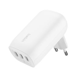 Belkin BoostCharge Caricabatteria da parete a 3 porte USB-C con PPS da 67 W, caricabatteria rapido per iPhone 16, MacBook Pro, AirPods, Samsung Galaxy e altri dispositivi con Power Delivery - Bianco