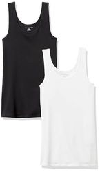 Amazon Essentials Women's Tanktop met slanke pasvorm, Pack of 2, Zwart/Wit, M