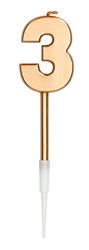 Folat 66033 Kaars Cijfer 3 Brons Metallic