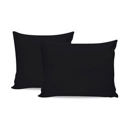 Premium svart örngott set (2 stycken), 80 x 80 cm | 100% bomullsranforce, 145 trådkvantitet | Envelope Closure, maskintvättbar vid 30 °C | mjuk och hållbar