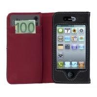 Logotrans Wallet Series lederen tas voor Apple iPhone 4 rood