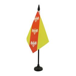 AZ FLAG - Drapeau De Table Lorraine - 15x10 cm - Mini Drapeau Lorrain De Bureau 100% Polyester Avec Hampe De 25cm Et Socle En Plastique Noir