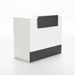 OFITURIA Mesa Mostrador de Diseño para Recepción de Tienda, Oficina, Peluqueria, Negocio, etc. Mueble Escritorio para Recepción en Diferentes Tamaños, Color Blanco+Grafito (1400mm)