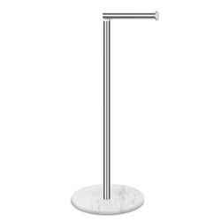 Tabhoukit Support de Papier Toilette avec Base en marbre, Base en Pierre Naturelle, Rangement de Papier de Soie avec réserve, Espace argenté pour 4 Rouleaux de Salle de Bain/Cuisine