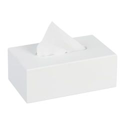 Relaxdays Caja para Pañuelos Cosméticos, Contenedor de Toallitas Húmedas, 9x25x15 cm, MDF, Dispensador para Tisú, Blanco, Tablero de Fibras
