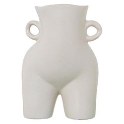 Alexandra House Living Vaas, wit, keramiek, 23 x 24 x 34 cm met handgrepen