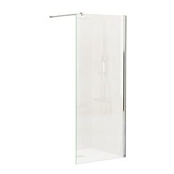 Plusbaño Douchecabine, hoogte 195 cm, douchewand van gehard glas, 8 mm, dikte en anti-kalkbehandeling, minimalistisch profiel, eenvoudige montage, vast paneel 80 cm, glans