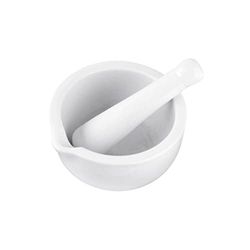 Fackelmann Argamassa de cozinha de cerâmica, para TriSJFS Alho, pimenta, salsa, especiarias, molhos e molhos, cor branca, adequada para máquina de lavar louça, 11 x 6 cm, 1 unidade