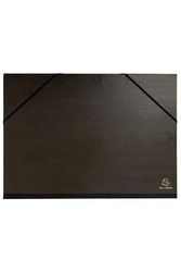 Exacompta - Réf. 548015E - 4 cartons à dessin kraft noir vernis - avec élastiques et 3 rabats - dos et coins toilés - dimensions 32 x 45 cm - format à classer A3 (297 x 420 mm) - couleur noir