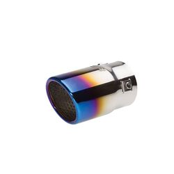 Simoni Racing Embout d'Échappement Rond/Oblique Inox/Titanium - Ø76xL128mm - Montage 43->67mm