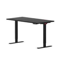 Eleva GO Bureau relevable Rond Couleur (180 x 70 x 3 cm), Bois, Plateau Noir Arrondi + Base Noire, 180x80