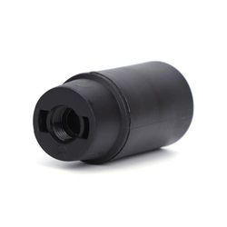 Portalámpara autoblocante de plástico E14, negro, ideal para lámparas de diseño y fácil instalación en iluminación doméstica o comercial.