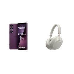 Sony Xperia 1M7 Violeta + Cascos WH-1000XM5 Plata Potencia Premium para los Amantes del vídeo y la música