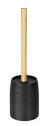 Garniture de WC Mod. Altavalle Brosse à WC autoportante élégante en polyrésine et Bambou pour Salle de Bains Ø 10,5 cm H 38,5 cm Noir Naturel