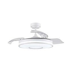 Ventilator DC Dani 72 W in elegant wit met 3 vleugels biedt 6 snelheden, afstandsbediening, geheugen, timer en instelbaar licht (3000-4000-6000 K) voor volledig comfort.