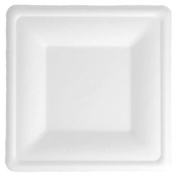 García de Pou 50 Unités - Assiettes Carrées Bionic 16 x 16 x 1,5 cm Blanc Bagasse