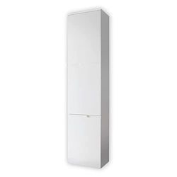 Stella Trading, Spice B, Armadio Alto per Documenti, con cassetti, Stile Contemporaneo, Set Completo Mobile per Ufficio, 50 x 216 x 35 cm, Bianco Lucido
