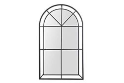 Spiegel met venster, metalen frame, zwart, 70 x 8 x 120 cm