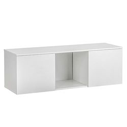 Baroni Home Mobile per Tv con 2 Sportelli e 1 Ripiano, Foro per Passaggio Cavi in MDF, Consolle Porta TV per Camera da Letto, Salotto, Cucina, Bianco, 120x40x40 cm