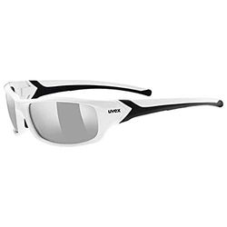 Uvex Sportstyle 211, óculos desportivos unissexo, de espelho, conforto sem pressão e suporte perfeito, branco preto/prateado, tamanho único