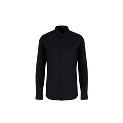 Armani Exchange Maglietta a Maniche Lunghe Ultra Elasticizzata Lyocell Button Down Shirt. Slim Fit, Nero, L Uomo