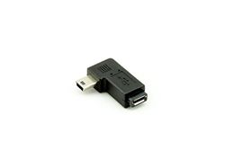 AKORD – en ángulo Recto Mini USB Macho a Micro USB Hembra Adaptador – Negro