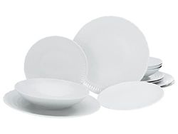 CreaTable, 33070 Serie SOFIA - Juego de vajilla de 12 piezas, porcelana, apto para lavavajillas y microondas, fabricado en Europa