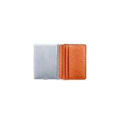 Iné Plånbok med inbyggt batteri på 3 000 mAh, återvunnet läder, korthållare, ultratunn plånbok med 4 kort, RFID-skydd, unisex korthållare, smal plånbok orange