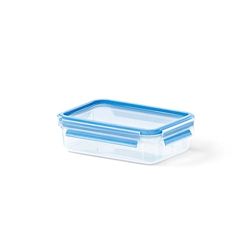 Emsa Clip & Close conservador cerâmico de plástico retangular de 0,8 L, transparente e azul