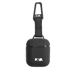 NAVA DESIGN - Custodia per Airpods con logo NAVA frontale, Colore Nero - Dimensioni 4 x 5 cm